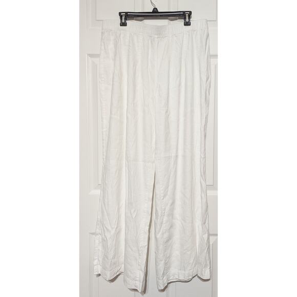 INC International Concepts Pants Womens 14W White Linen Blend Wide Leg Pull On - Picture 5 of 8